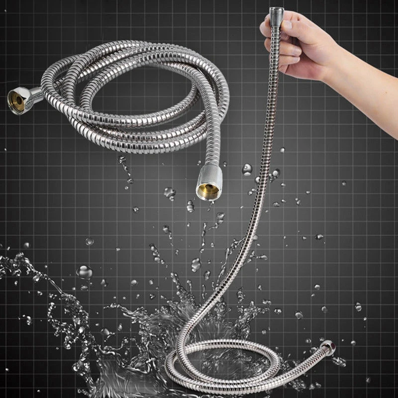 Flexible Water Pipe Household Stainless Steel Shower Head Plumbing Hose Chrome Bathroom Durable Extend Water Conduit Accessories