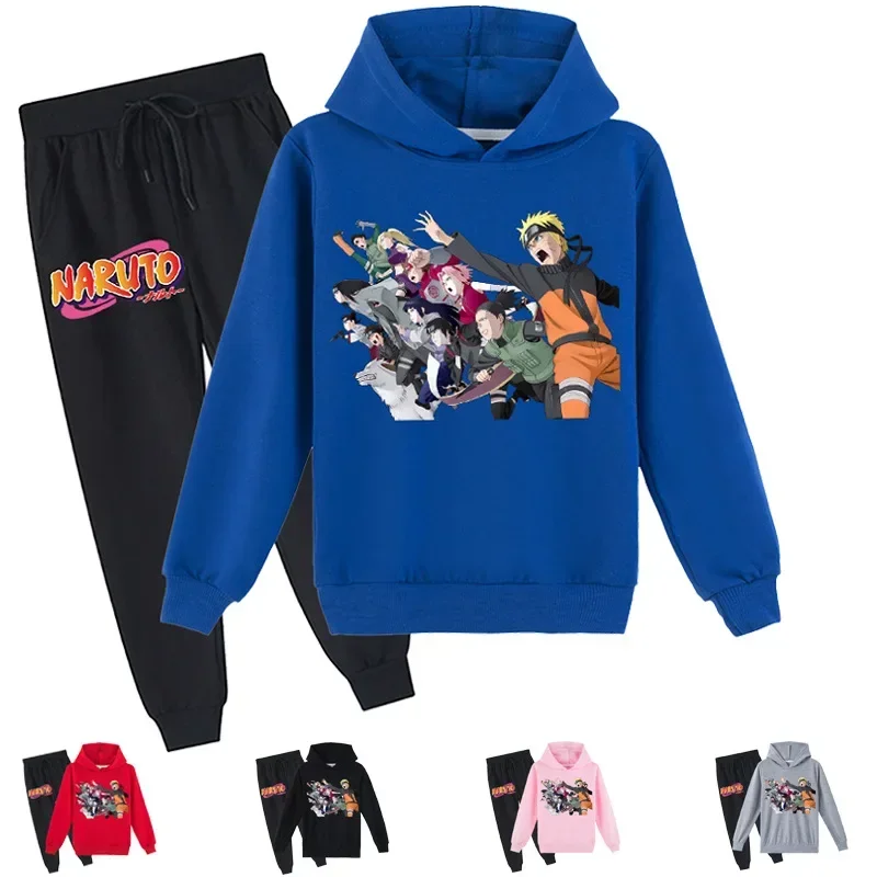

Naruto Anime 2024 New Trendy Cool Print Children's Boys and Girls Autumn Fashion Loose Hoodie Sweatshirt Trousers Suit