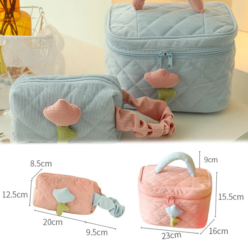 Women's Fashion Tulip Flower Pouch - Large Capacity Travel Cosmetic Bag, Zipper Storage, Portable Makeup Organizer 6