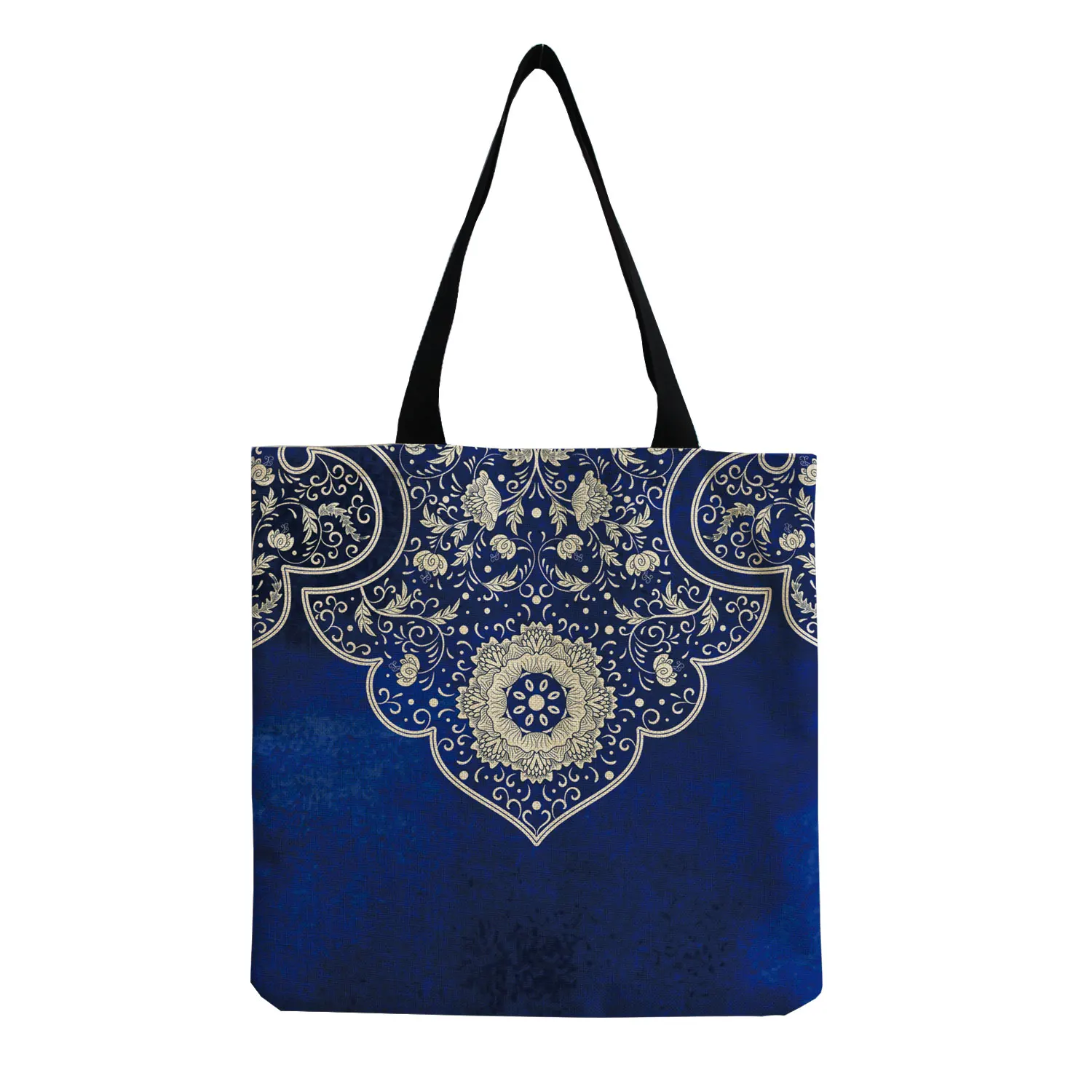 Customized Mandala Flower Tote Bags Women Eco Reusable Shopping Bag Floral Print Handbags For Lady Foldable Traveling Beach Bags 