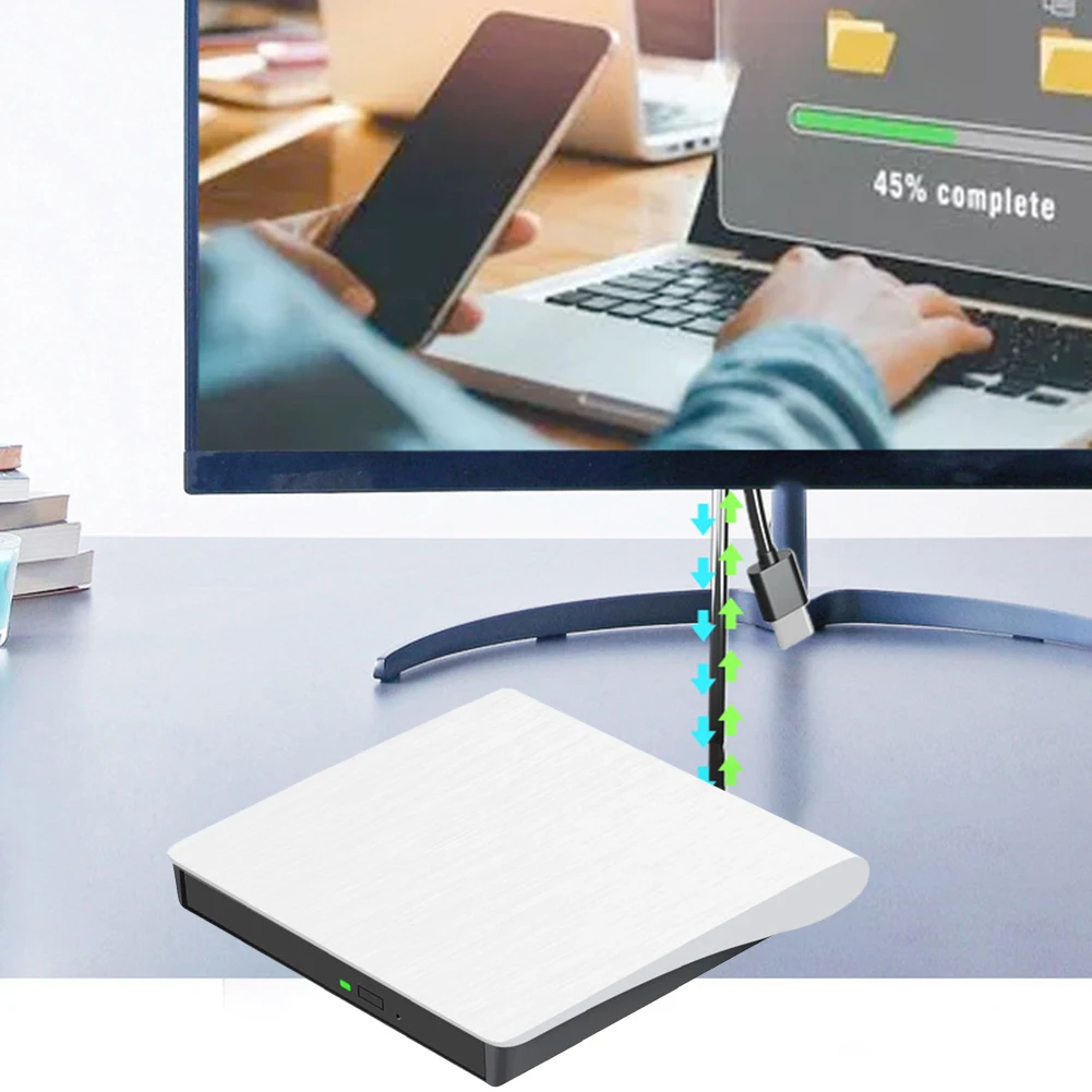 CD 리더 리라이터 USB 3.0 C 타입 디스크 복사기 드라이브, 노트북 데스크탑 PC 노트북용 Win Mac OS와 호환 가능, 6 in 1