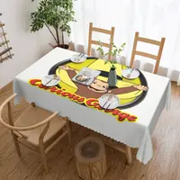 Custom Rectangular Waterproof Oil-Proof Curious George Cute Funny Tablecloth Table Covers 40"-44" Fit Brown Monkey Table Cloth 1