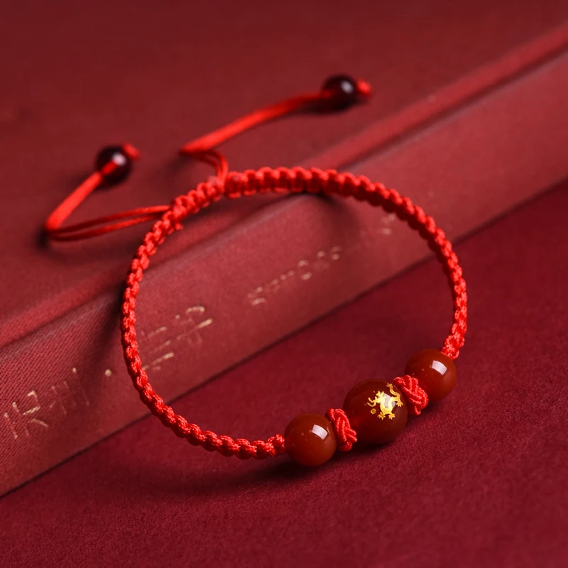 1Pc Regolabile In Stile Cinese Zodiac Dragon Bracciale 2024 Dragon Year Lucky Red Rope Bracciale Xmas Near Year Gifts