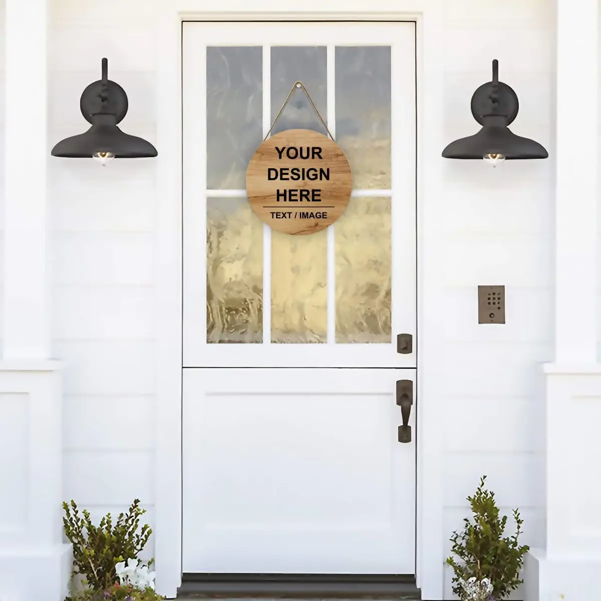 Customizable 12 Round Wood Door Sign - Personalized Welcome Decor Wall Plaque