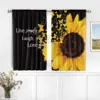 Sunflower Kitchen Curtains Motivational Floral Quote for Women Butterfly Flower  Art Printed Small Bedroom Window Drapes Fabric 3