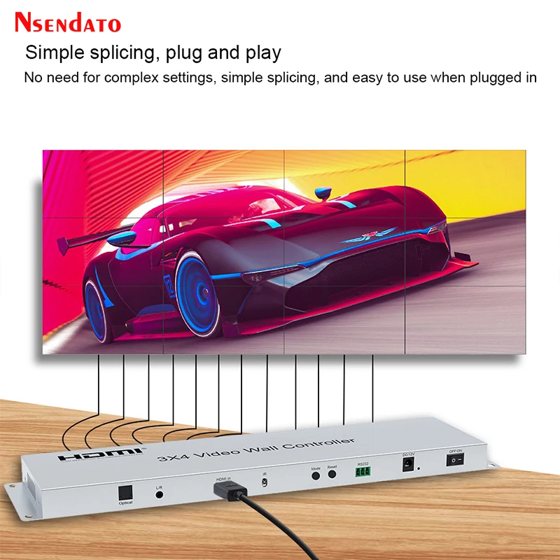 HDMI Video Wall Controler Display 3x4 2x2 2x3 3x2 4x2 4x3 5x1 6x1 6x2 12 Screen HDMI TV Video Wall Stitching Processor Splicer