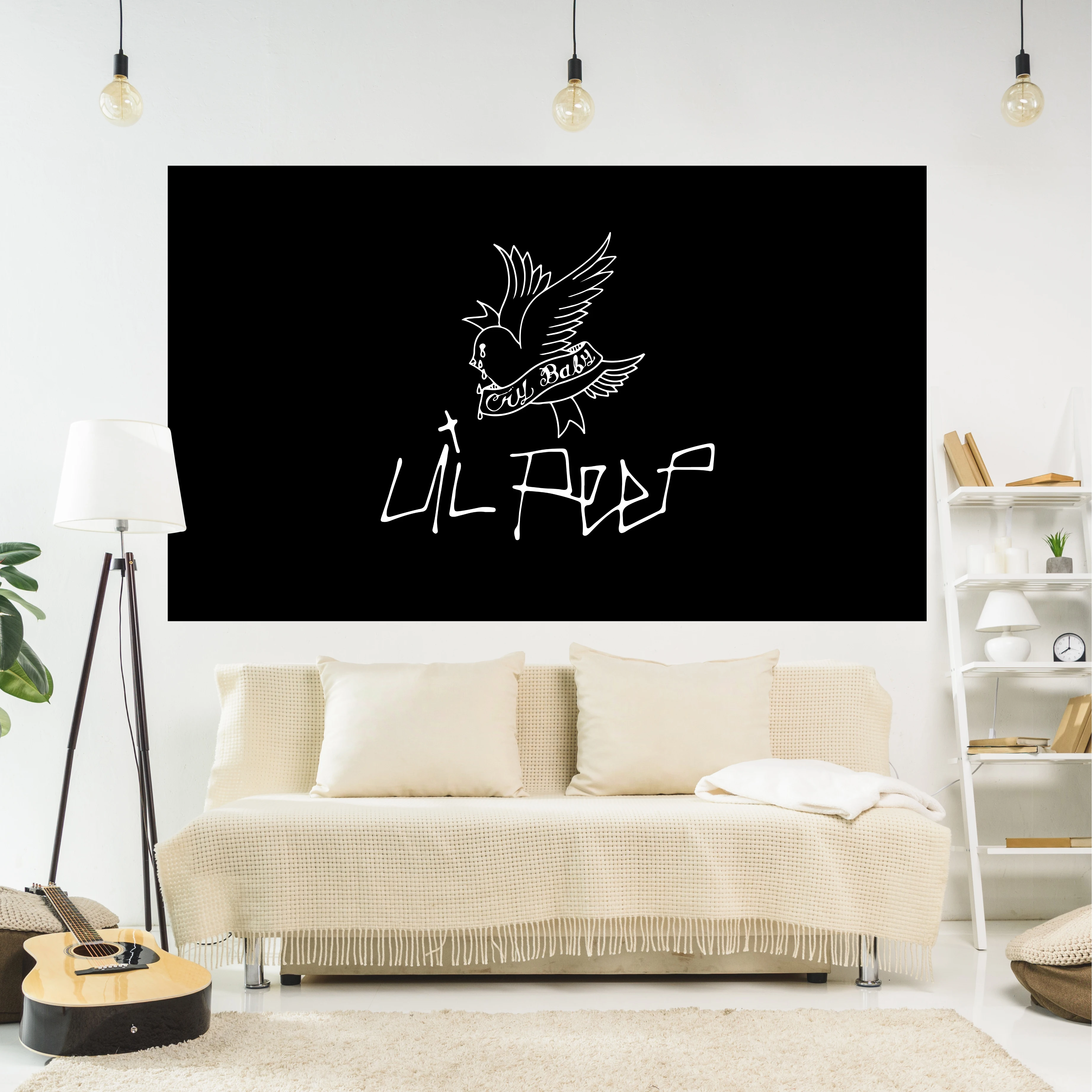 Tapestry Decor Lil Peep Tapestry Black Hippie Witchcraft Printed Dormitory Or Room Decor Wall Hanging Carpets Party Backdrop Sofa Blanket