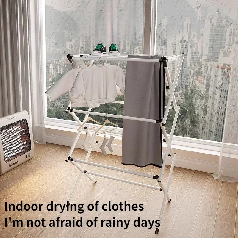 Drying Rack for Clothes Simple Retractable Drying Rack Three-layer Floor Balcony Drying Cooling Clothes Rack Metal Clothing Rack 3
