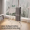 Drying Rack for Clothes Simple Retractable Drying Rack Three-layer Floor Balcony Drying Cooling Clothes Rack Metal Clothing Rack 3