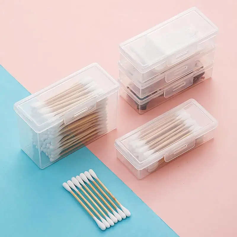 Portable Small Storage Box Cotton Swab Holder Case Home Cotton Swab Box Makeup Organizer Dustproof Durable Bathroom Jar 2