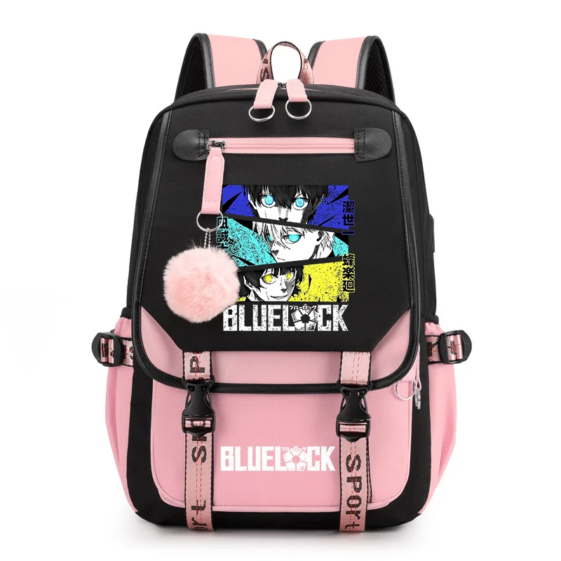 New Anime BLUE LOCK Backpack Teenagers Outdoor Street Cool Rucksack USB Zipper Backpack High Quality Anime Backpacks 6