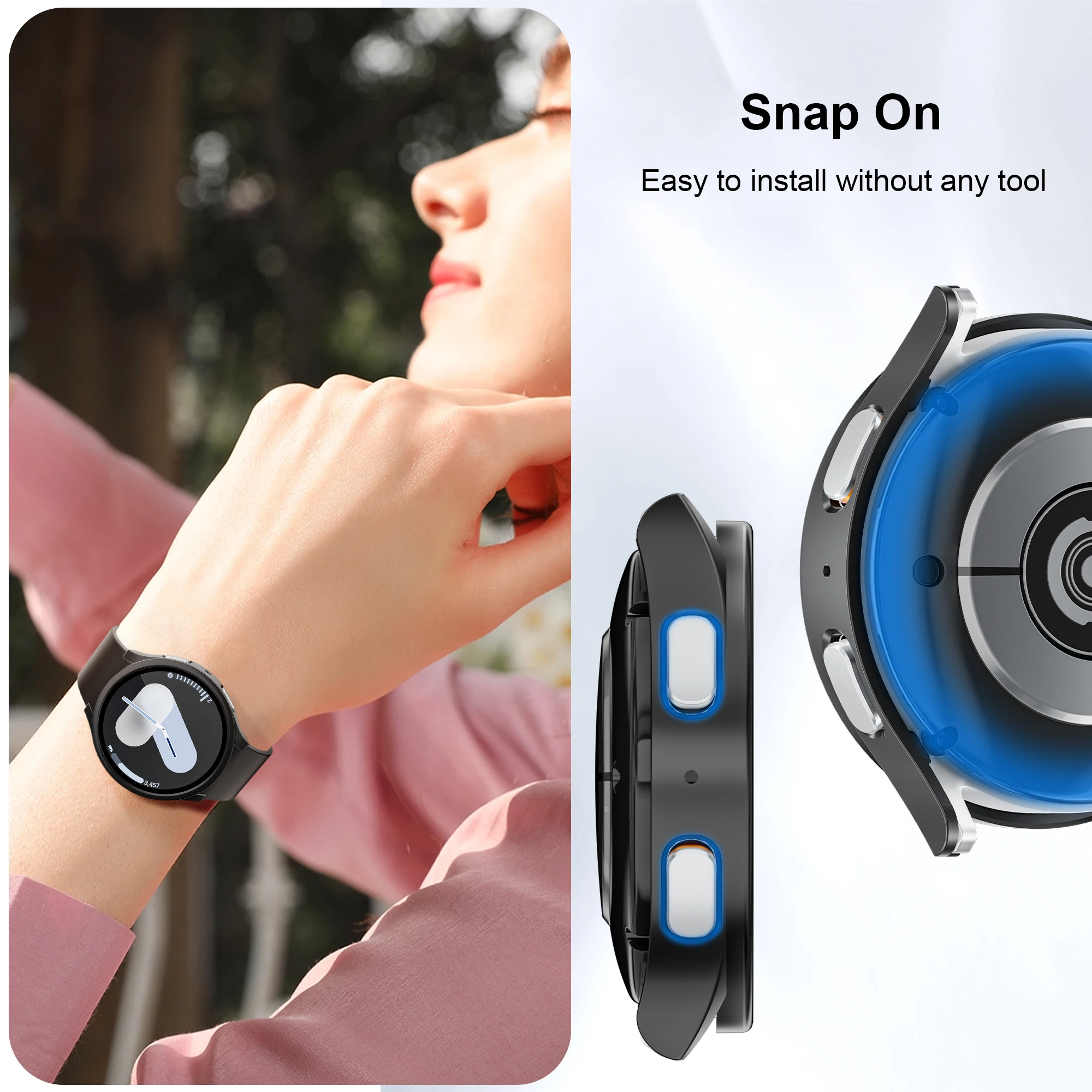 Durable PC Frame Protective Bumper Shell Cover for Samsung Galaxy Watch 7