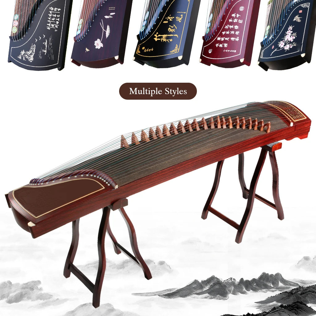 OrientalMusicSanctuary Paulownia Travel Guzheng Rosewood Chinese Guzheng Rosy Sandalwood Zither Koto Concert Grade Guzheng Set