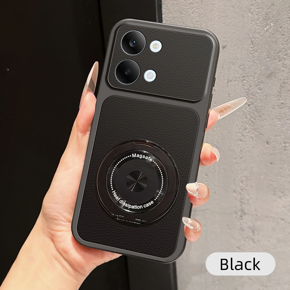 Luxury Litchi Pattern Ultra-Thin Swivel Bracket Anti-Drop Phone Case Cover