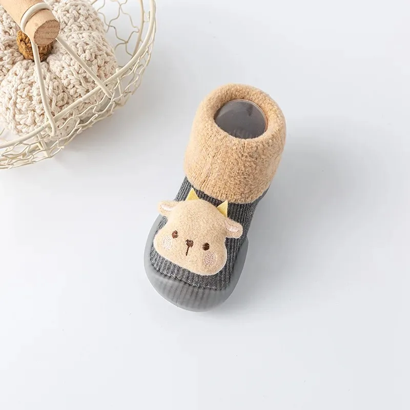 Winter Thickened Baby Toddler Shoes and Socks Men and Women Baby Floor Shoes Soft Bottom Indoor Non-slip Warm Children's Shoes