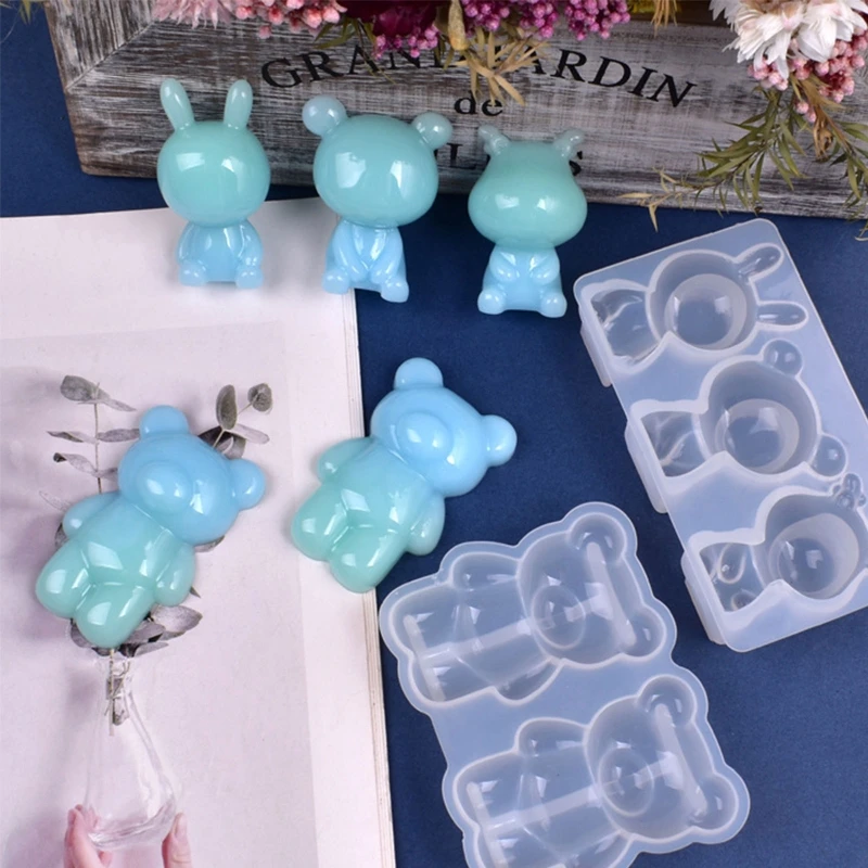 Симпатичные 3D формы в форме медведя для свечей силиконовая форма сделай сам