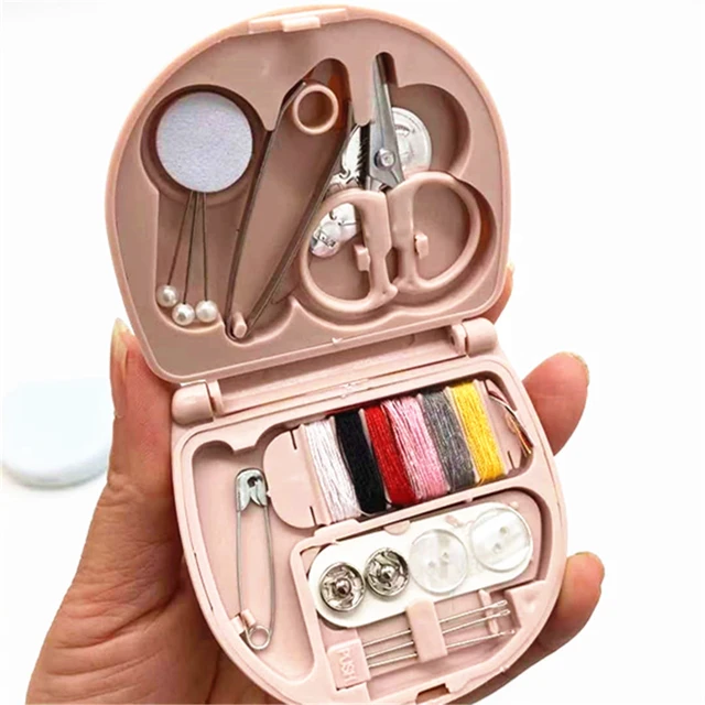 1Set Mini Sewing Kit Buttons Pins Storage Boxes Household Portable Travel  Scissor Thimble Needle Threads Box DIY Sewing Tool