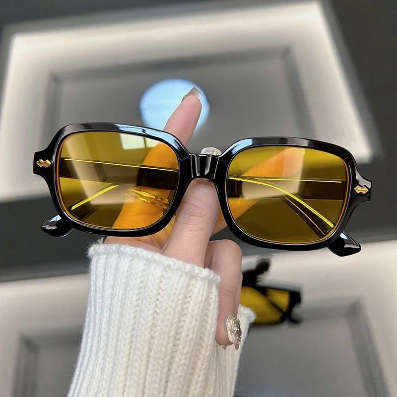 Fashion Square Sonnenbrille Frauen Vintage Marke Designer Sonnenbrille Männlich Luxus Klassische Shades Kleine Rahmen Gelb
