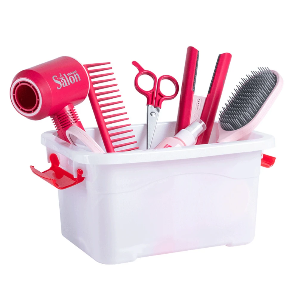 Makeup Toy WizKidz Children's Hairdressing Pretend Play Toy Set Little Girl Hair Dryer Scissors Shampoo Hair Salon Simulation Gift