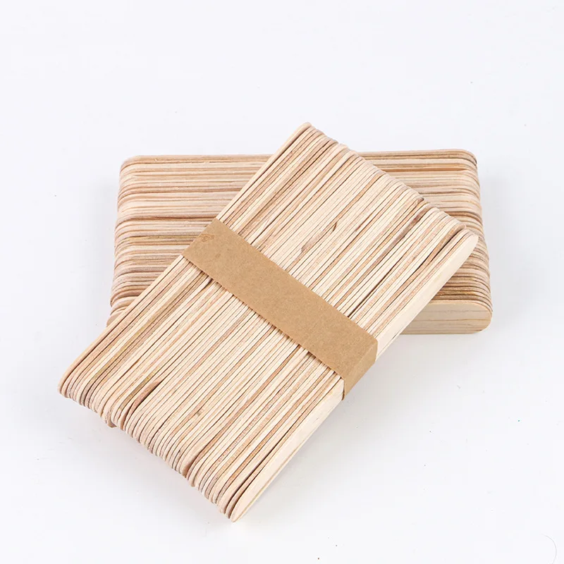 50pcs Ice Cream Popsicle Sticks Natural Wooden Sticks Ice Cream Spoon Hand Crafts Art Lolly Cake Tools ice cream sticks disposal lollipop sticks
