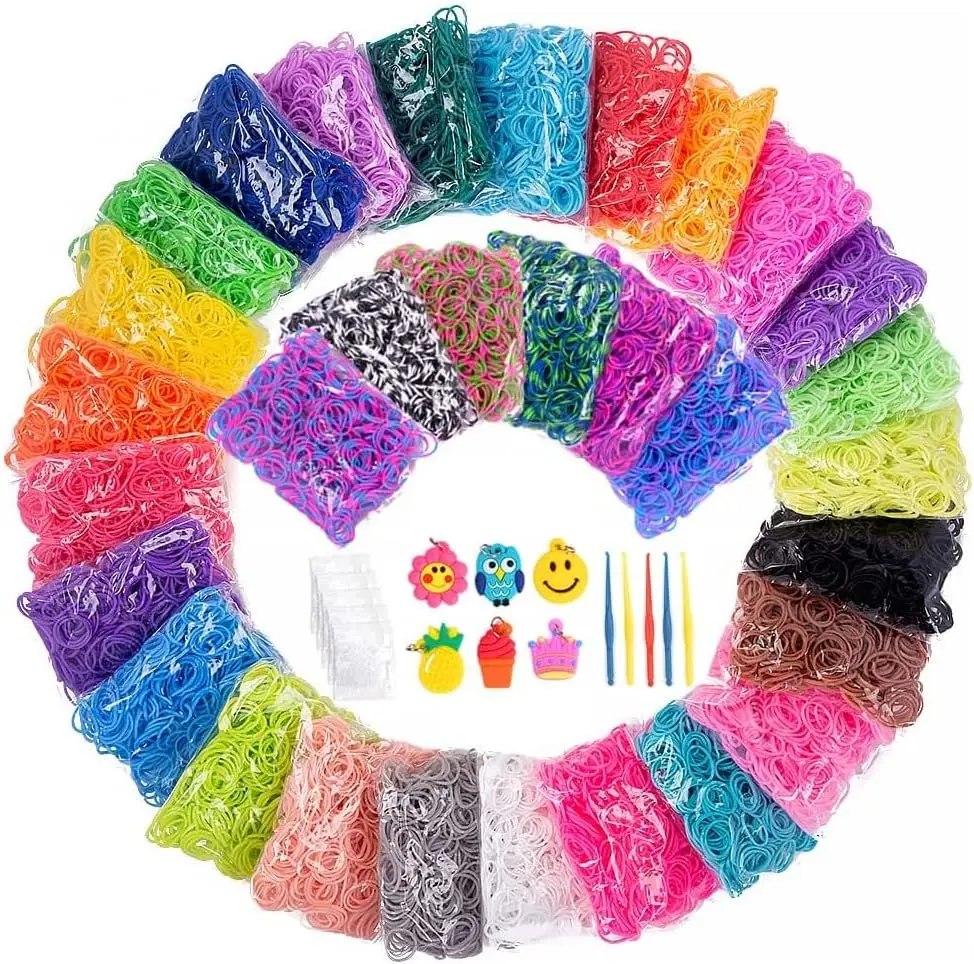 600pcs+ Loom Rubber Band Refill Kit in 31 Colors Bracelet Making Kit for Kids Weaving DIY Crafting Gift with Loom Bands Toys