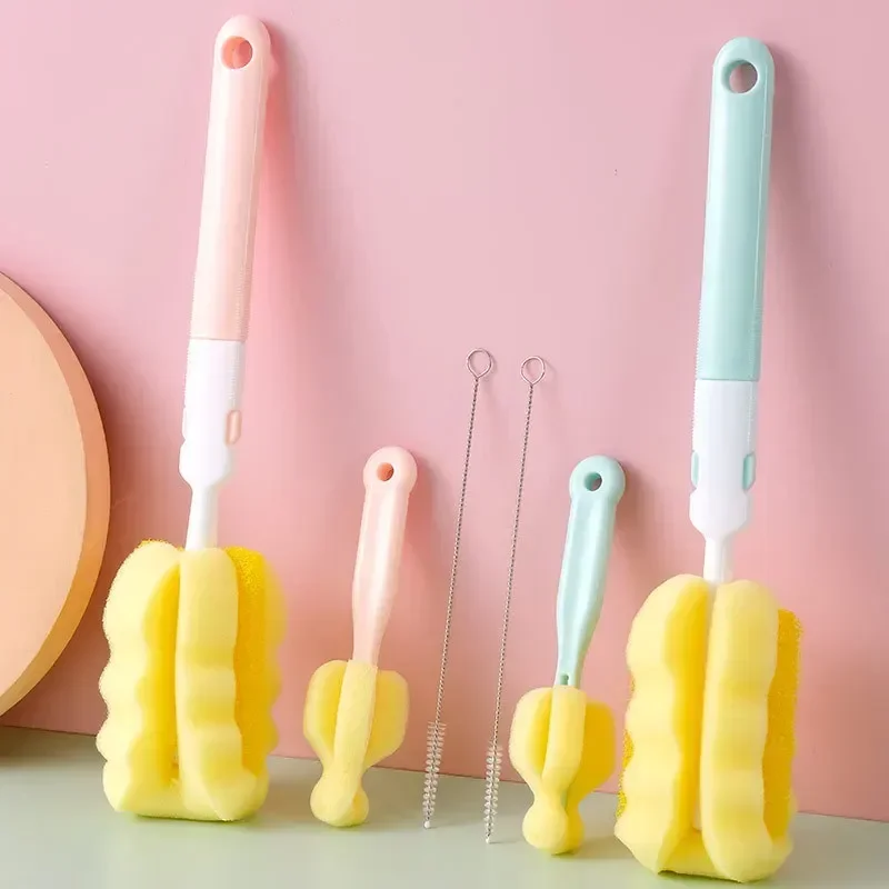 Bottle Brush bottle brush bottle cleaning brush cleaning brush cleaning brush set 3pcs/lot Sponge Rotation Baby Pacifier Cup Nipple Cleaning Brushes Set Handheld Soft Head Goupillon De Nettoyage