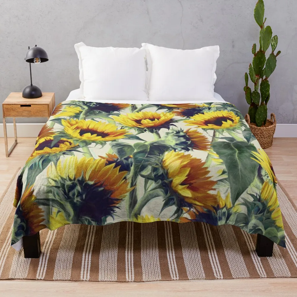 

Sunflowers Forever Throw Blanket Picnic Polar Blankets
