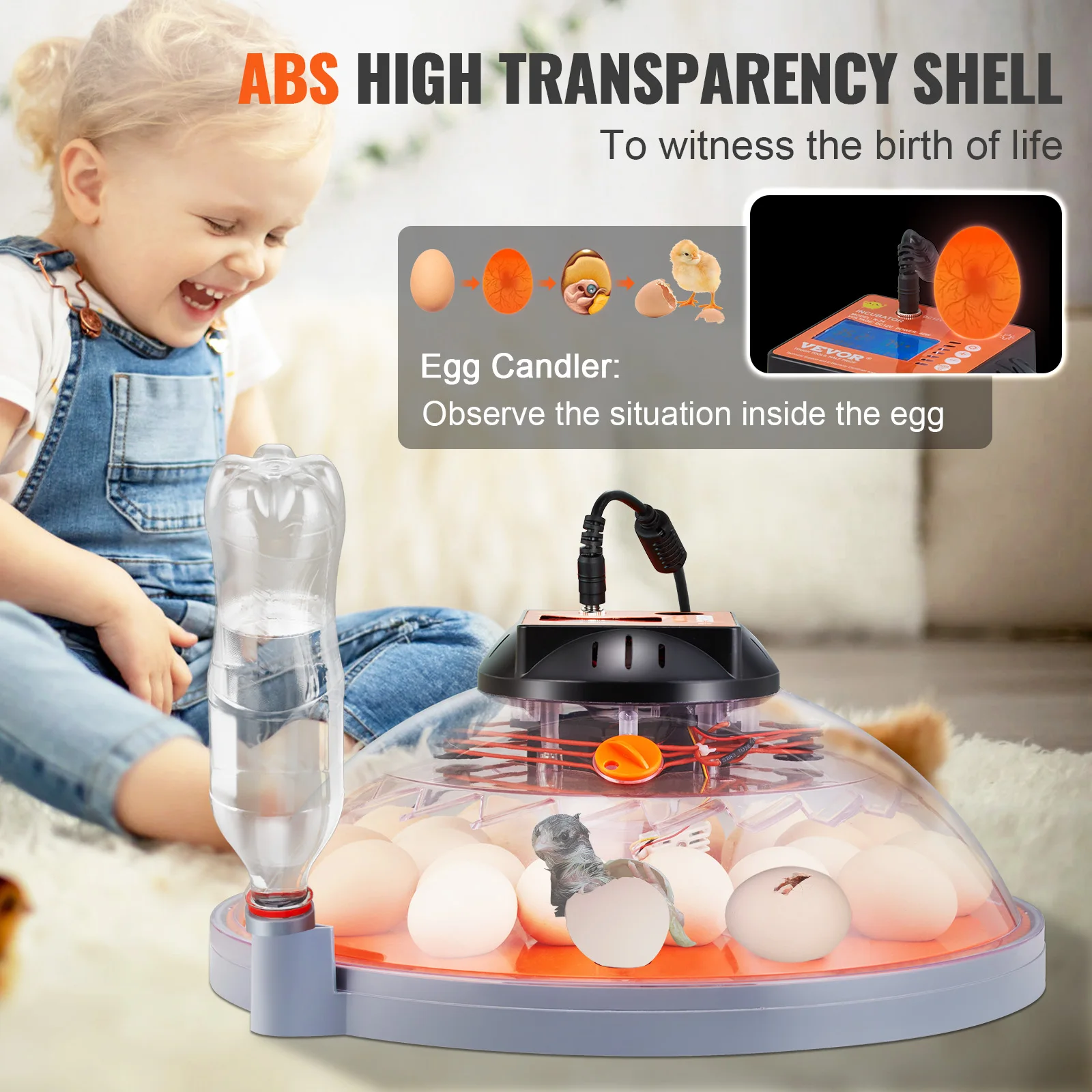 VEVOR Automatic Egg Incubator with Turner – 12/24/48 Egg Capacity for Chicken & Duck Hatching 5