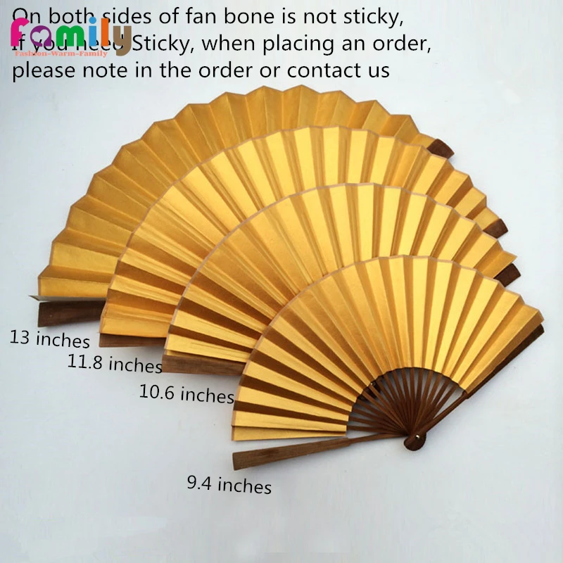 

1Pc Gold Xuan Paper Fans for Party Decorations Mini Small Large Natural Bamboo Chinese Folding Hand Fans Personalized Classical