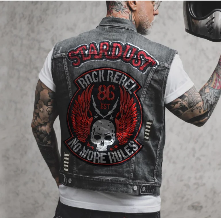 Harley Davidson Veste Jeans Sans Manche Homme Harley Vest Aigle