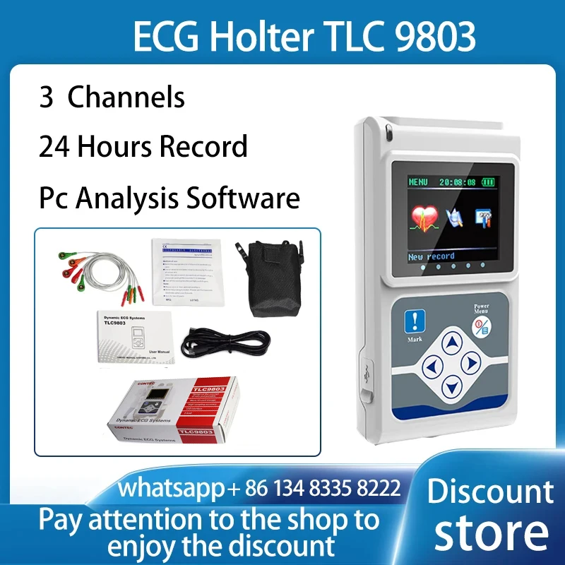 Genuine CONTEC TLC 9803 3 Channels ECG Holter, EKG Holter, Dynamic ECG Monitor System, 24 hours Recorder TLC9803