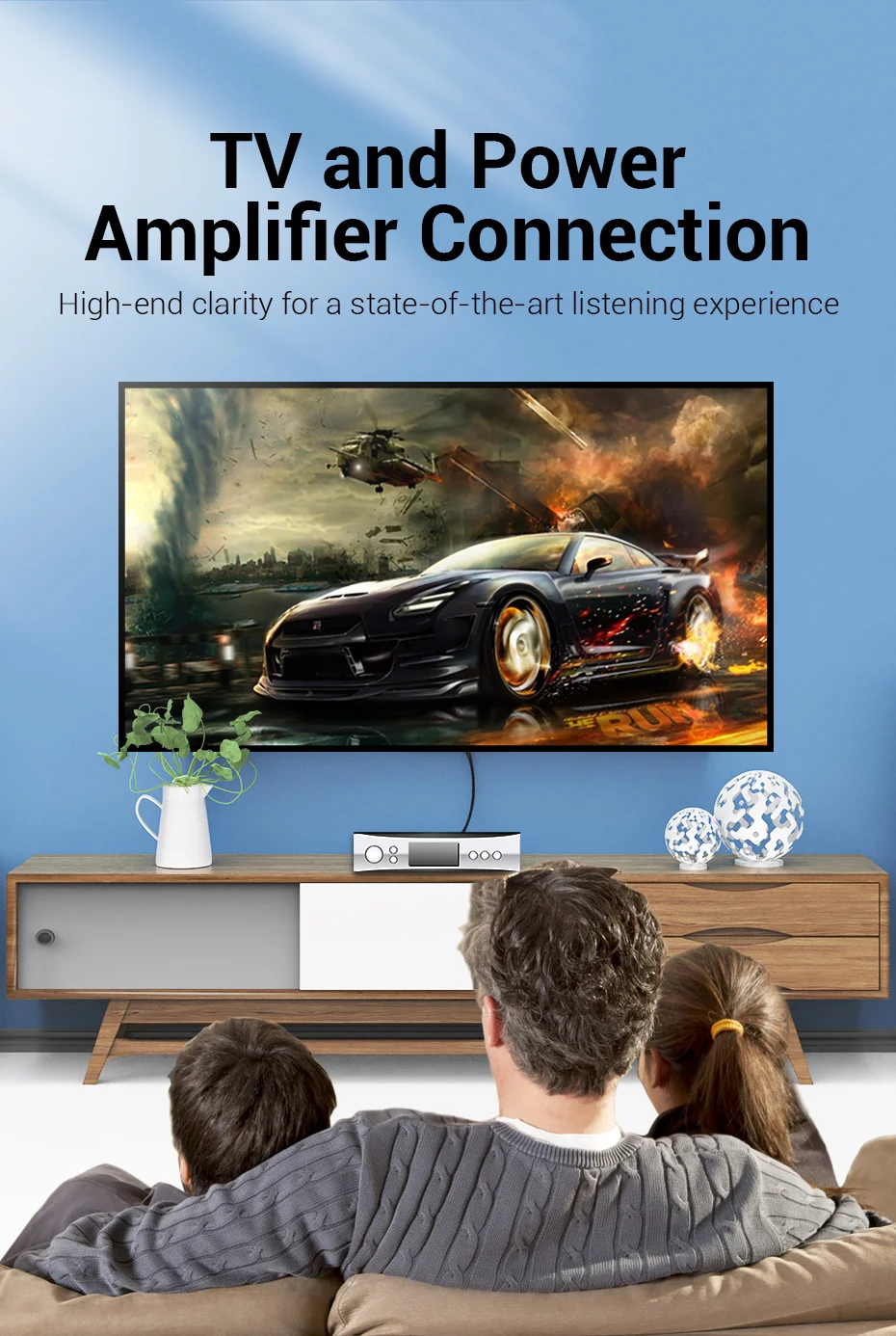 2 RCA to 2 RCA Cable Male to Male Audio Aux Cable for HDTV Home Theater DVD Ampl