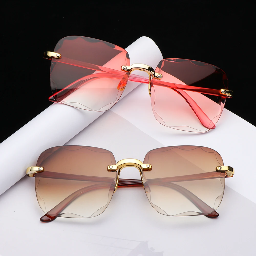 

Vintage Gradient Sun Glasses UV400 Frameless Eyewear Square Rimless Sunglasses for Women Shades