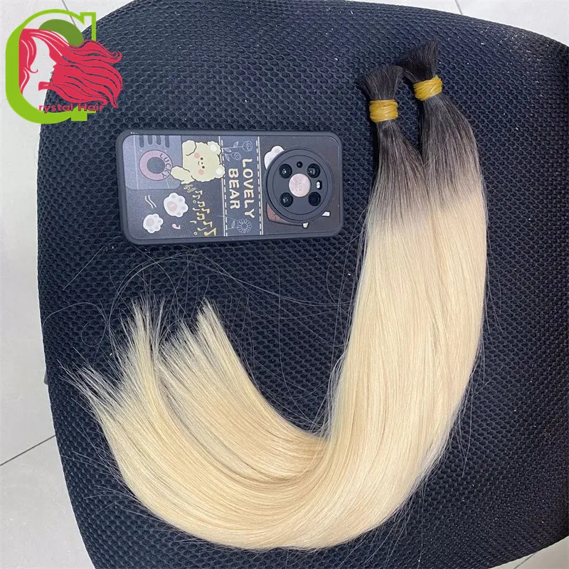 Virgin Hair Extens Bulk Factory 12A Ombre Blonde Russian Cuticle Aligned Cabello Humano Natural Human Hair Extensions