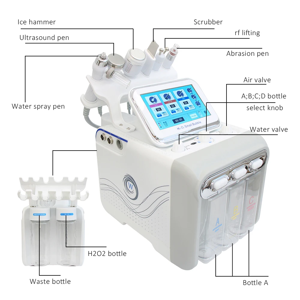 AOKO Hydrogen Oxygen Beauty Machine Blackhead Removal Deep Cleansing Water Jet Auqa Peeling Dermabrasion Machine Ance Pore Clean