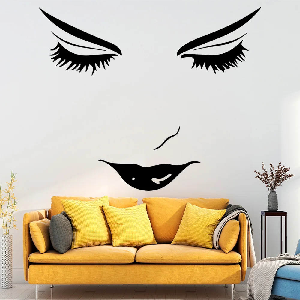 Beauty Face Wall Art Decalcomania Adesivi Murali Materiale In Pvc Per Soggiorno Ufficio Azienda Decorazione Murale Poster Adesivi Murali