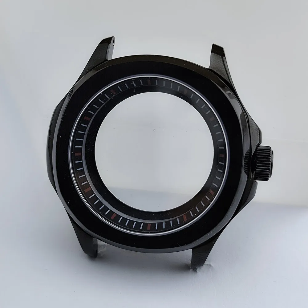 Black Steel Watch Case with Sapphire Glass and Chapter Ring, 39.5mm