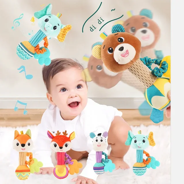 Hochets pour bébé, Animal en peluche doux, poignée à main, jouets pour bébé, Shaker froissé, grinçant, jouets apaisants sensoriels, cadeaux pour tout-petits 2