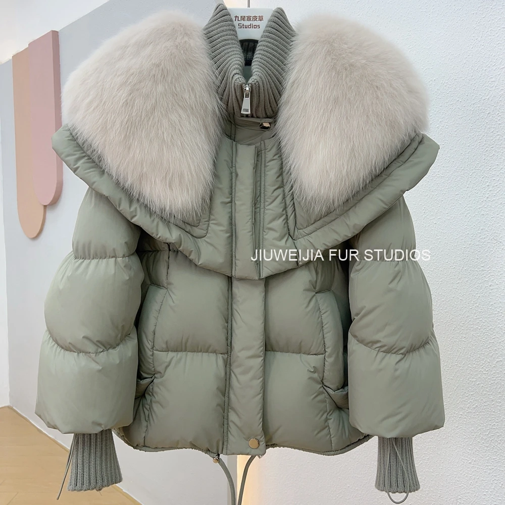 

Hot Selling 2023 New Bread Coat Real Fox Fur Collar High-End 90% White Goose Down Fur Jacket Down Women's Short Winter Jacket