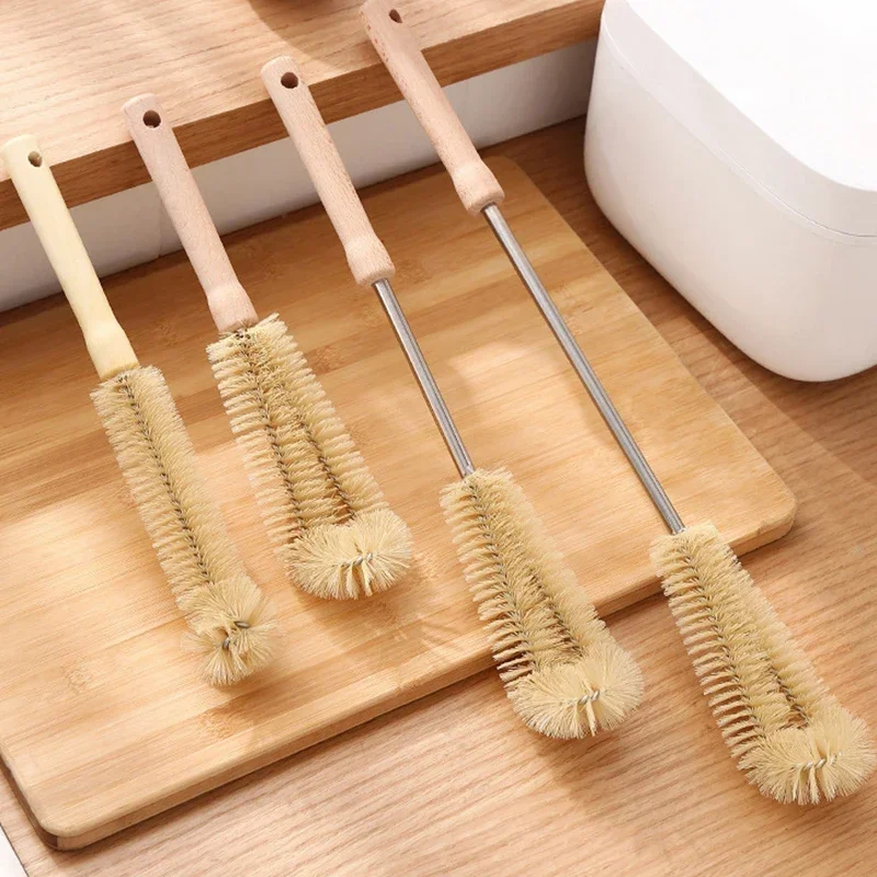 Kitchen Cleaning Tools Drink Bottles Glass Scrubbers Cleaning Brush Wooden Bottle Cleaning Brush Long Handle