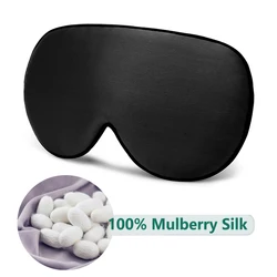 Luxurious 100% Natural Mulberry Silk Sleep Mask - Ultra - Soft and Comfortable Eye Cover (Black)