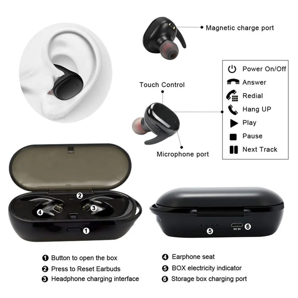 Tws Wireless Bluetooth Headconjunto 5.2 Fones de Ouvido sem Fio Earbuds In-ear Ruído Redução Fones de Ouvido à Prova Dágua para Todos os Telefones Y30 - Image 6