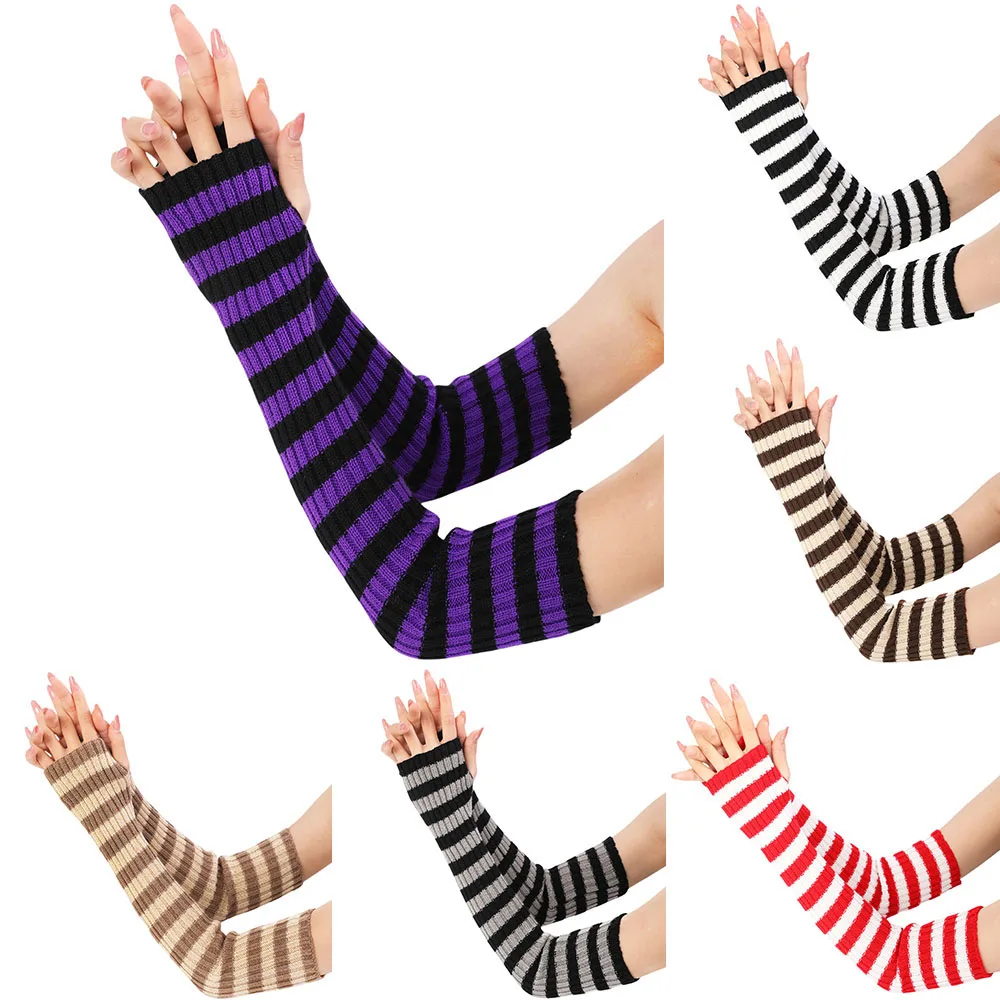 Fingerless Gloves Arm Sleeves Women Winter Knitted Casual Elbow