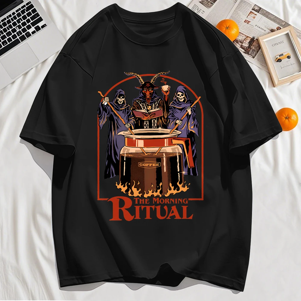 The Morning Ritual Prints Herren T-Shirt Sommer Atmungsaktive Baumwolle Lose T-Shirts All-Match O-Ausschnitt Weiches Unisex Top – Detail 23