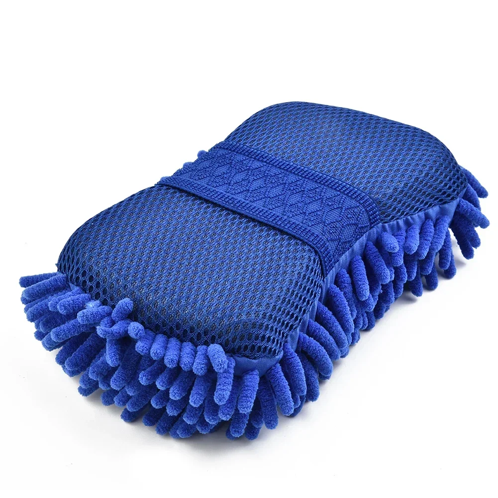 1 Pc Car Wash Auto Washing Towel Gloves Styling Accessories Blue Microfiber Chenille Sponge Care Washing Brush Pad Cleaning Tool
