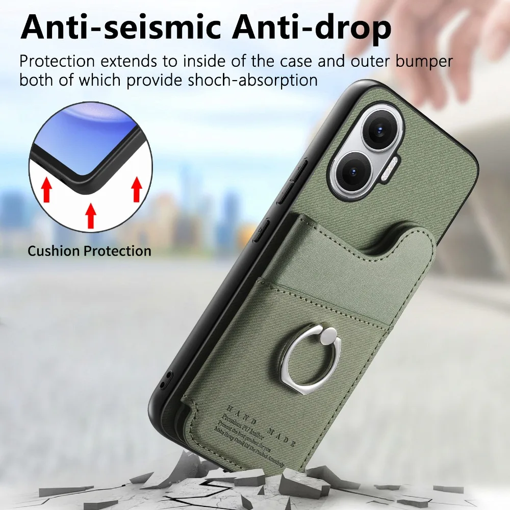 Luxury Leather RFID Card Ring Back Panel Case - Premium Protective Cover