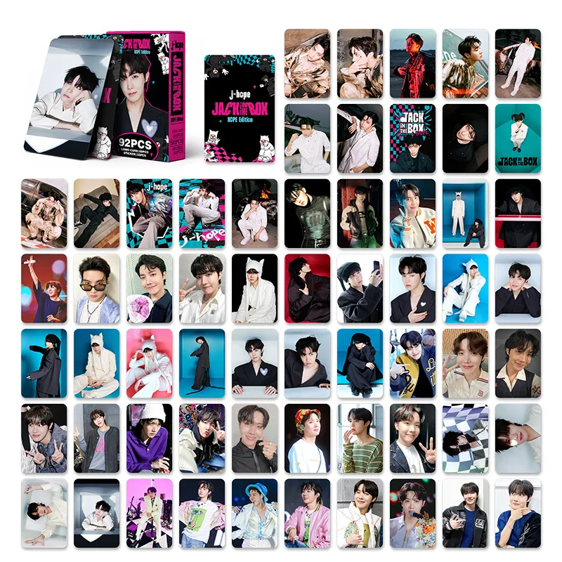Kpop Idol Cards Jack in The Box Album Lomo Card HOPE Poster Photocards Collect Cards Stickers Postcards Fans Gifts 92Pcs/Set