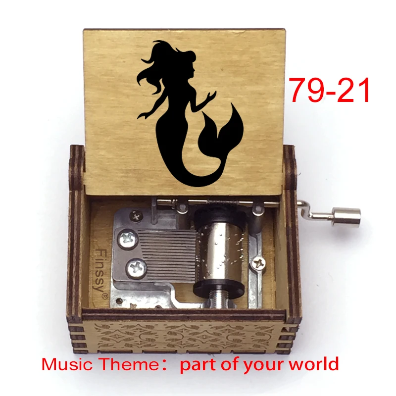 Carousel music box Music box Wooden Part of Your World music theme Little beauty fish girl handed music box