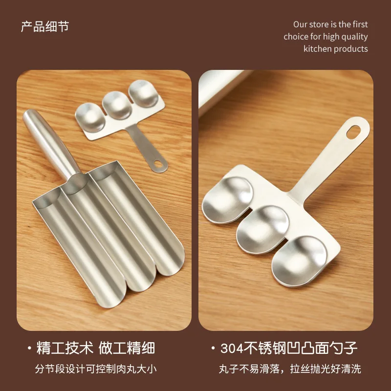 304 Stainless Steel Meatball Scoop Maker Mold for Fish Beef Easy-Release Non-Stick Rice Ball Dumplings Maker DIY Kitchen Tools