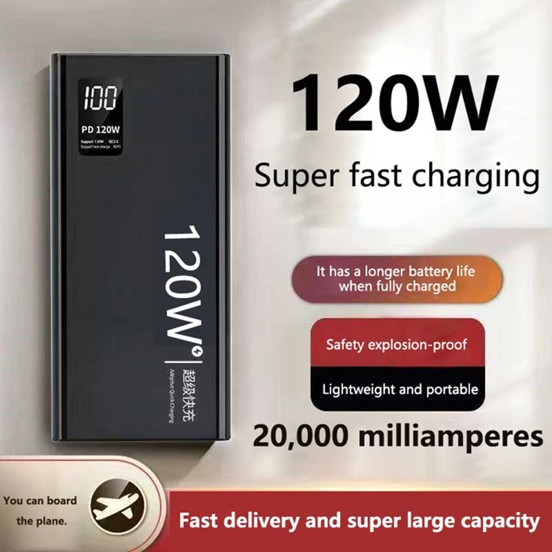 500000mAh 파워 뱅크 내장 4개 케이블 대용량 초고속 충전 휴대용 외장 배터리 아이폰 화웨이용 신제품
